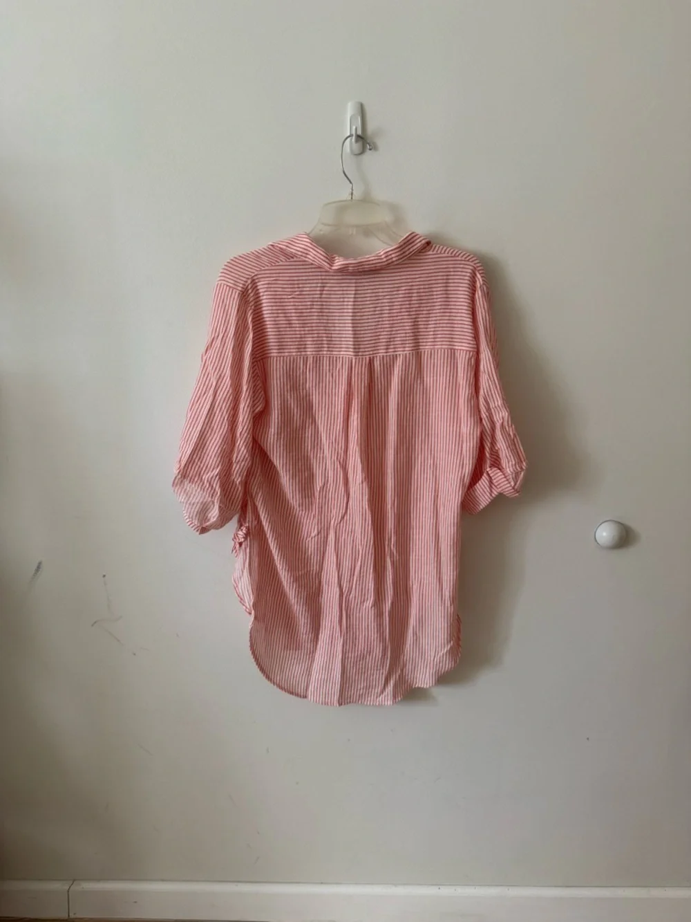 Petal & Pup Coral and White Striped Oversized Shirt - Picture 6 of 7